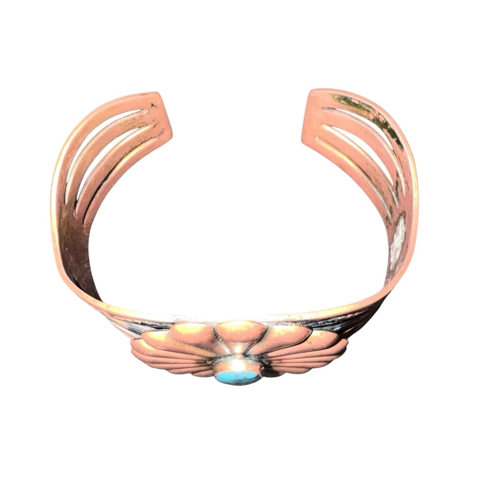 Vintage Fred Harvey Turquoise & Copper Cuff Bracelet - Picture 3 of 5